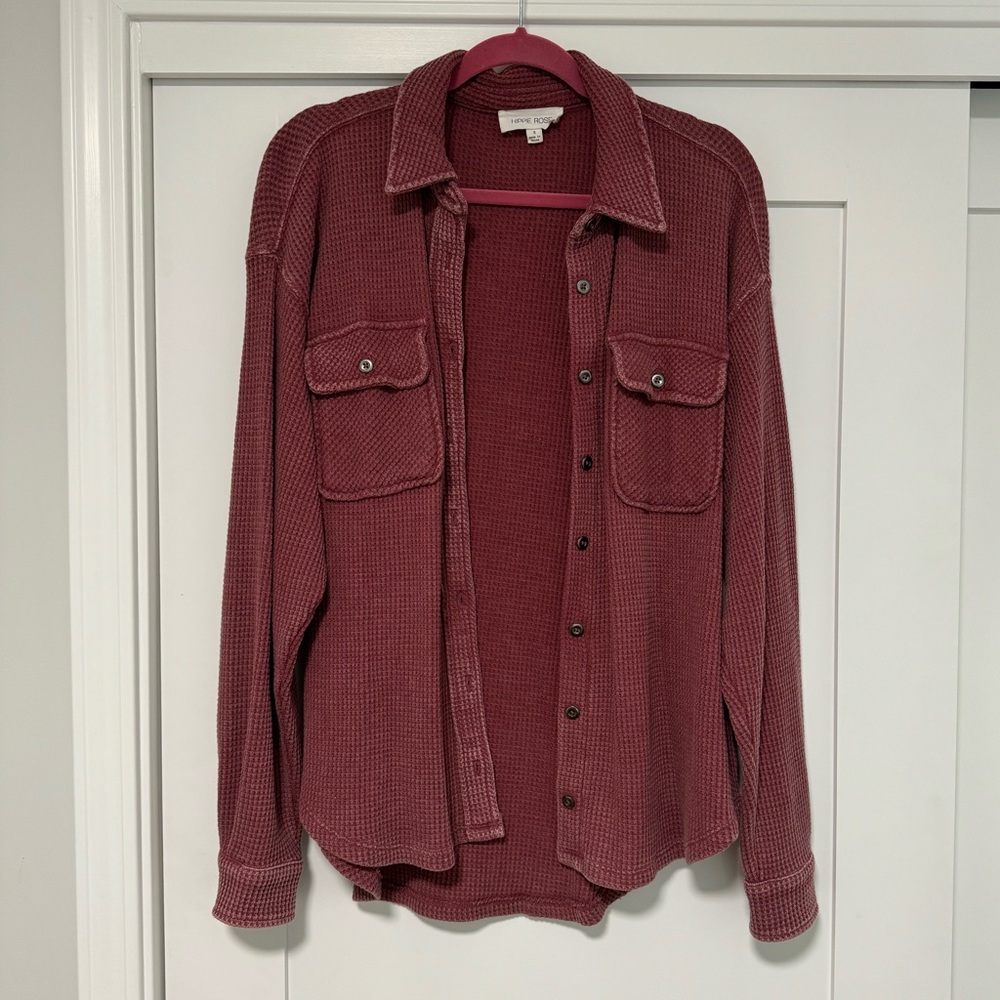 Pink Button-Up Long Sleeved Top